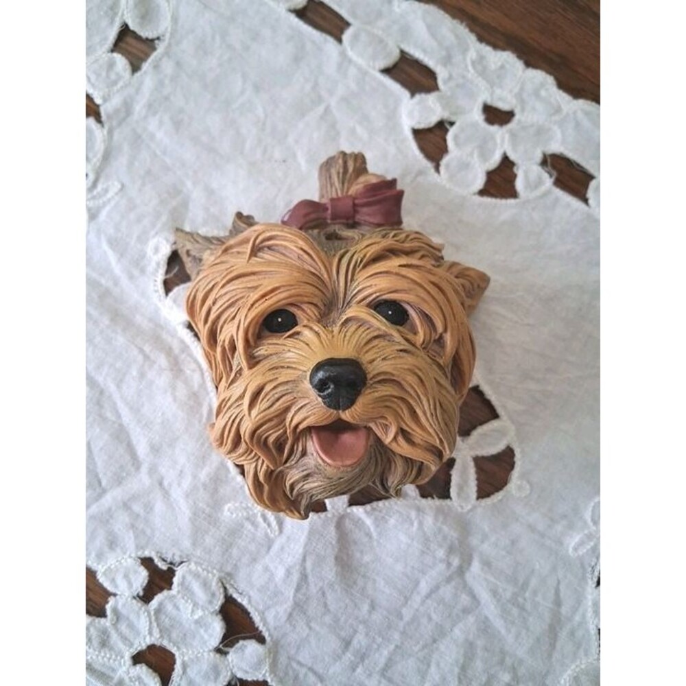 Yorkshire Terrier Yorkie Dog Wall Hanger Red Bow Cute Dog Decoration
